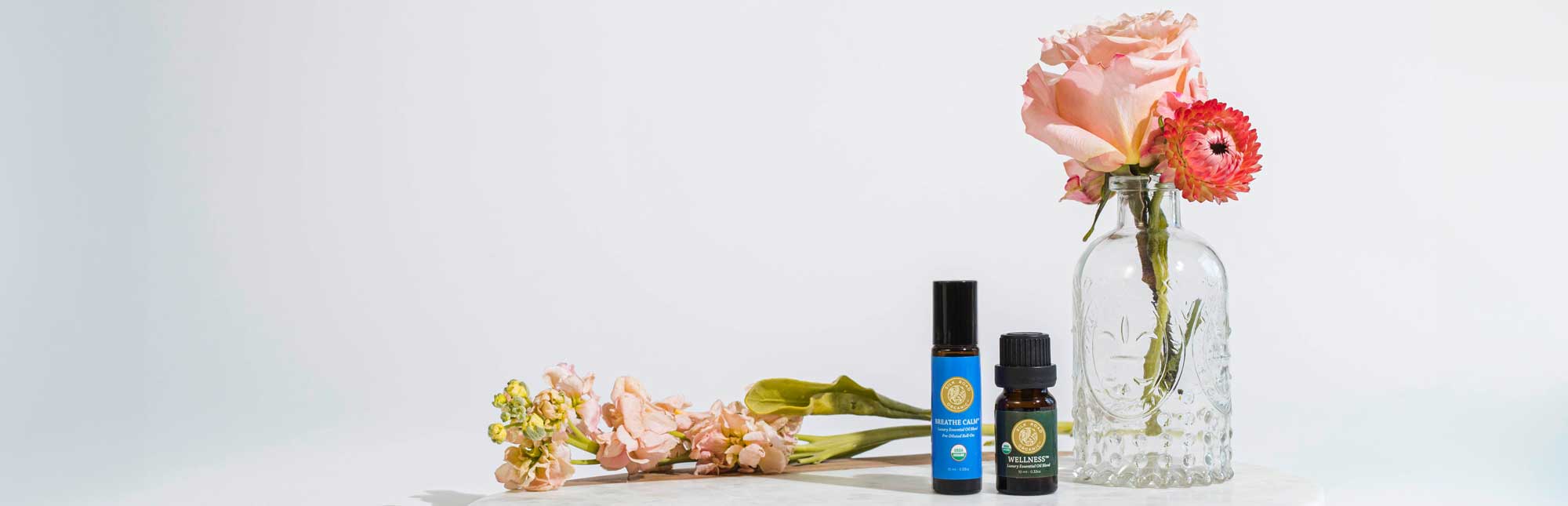 organic essential oils breathe calm wellness blends flowers