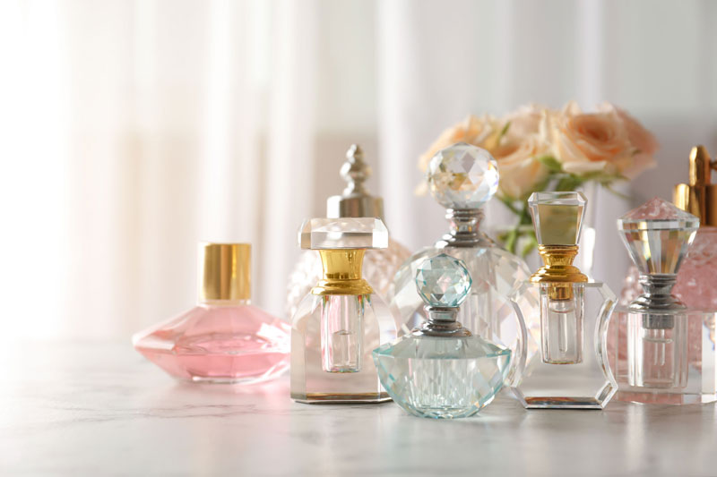 collection of pretty perfume bottles