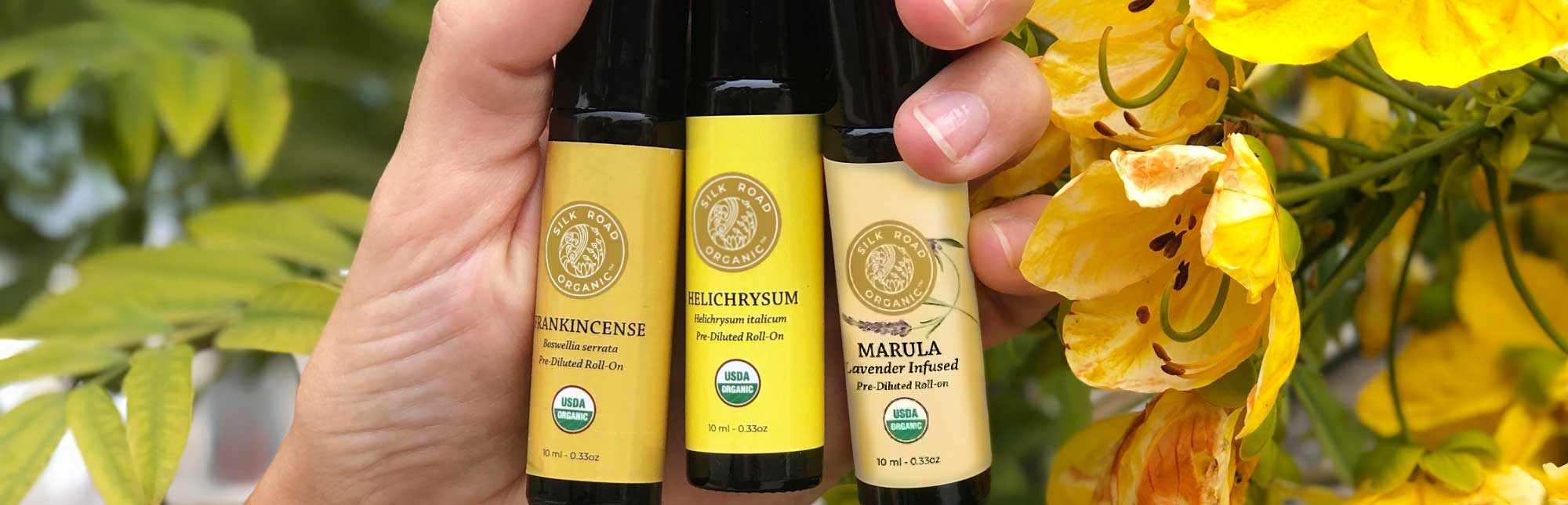 best organic essential oil roll on natural skin care cosmetic frankincense helichrysum marula