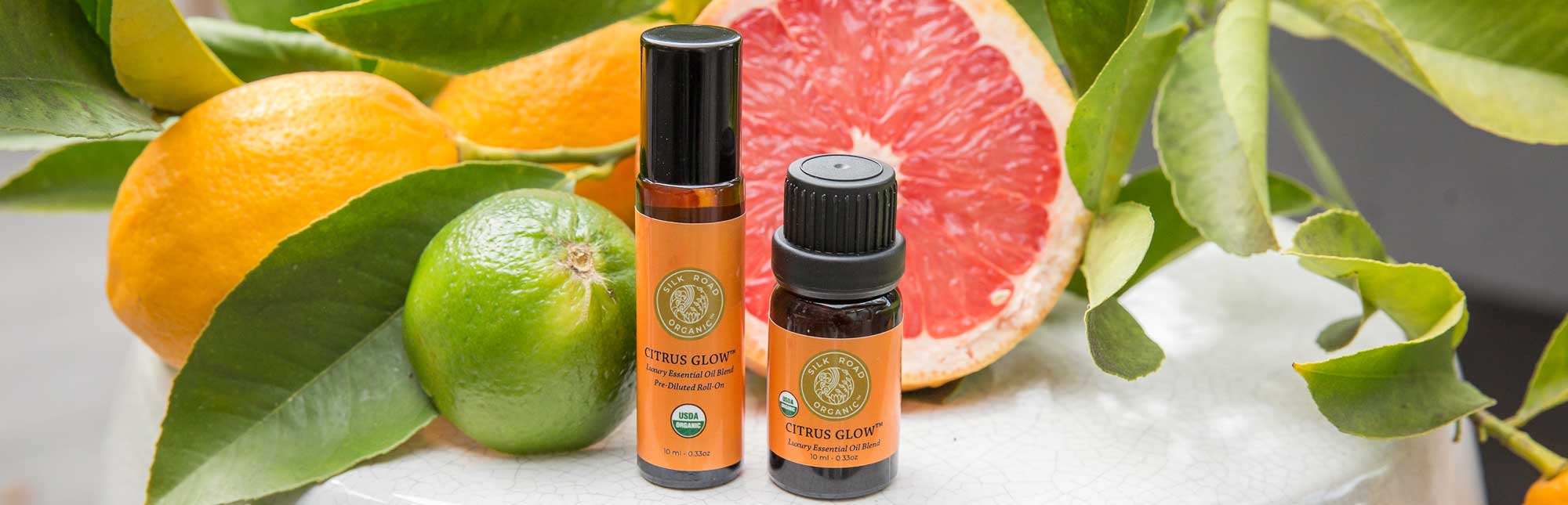 citrus glow organic essential oil blend bright uplifting citrus notes lemon bergamot orange grapefruit