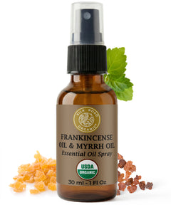 USDA Organic FRANKINCENSE OIL & MYRRH OIL Essential Oil Spray