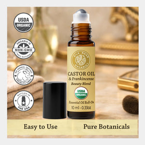 easy to use pure botanicals USDA certified organic NON GMO cruelty free bottled in the USA beauty blend