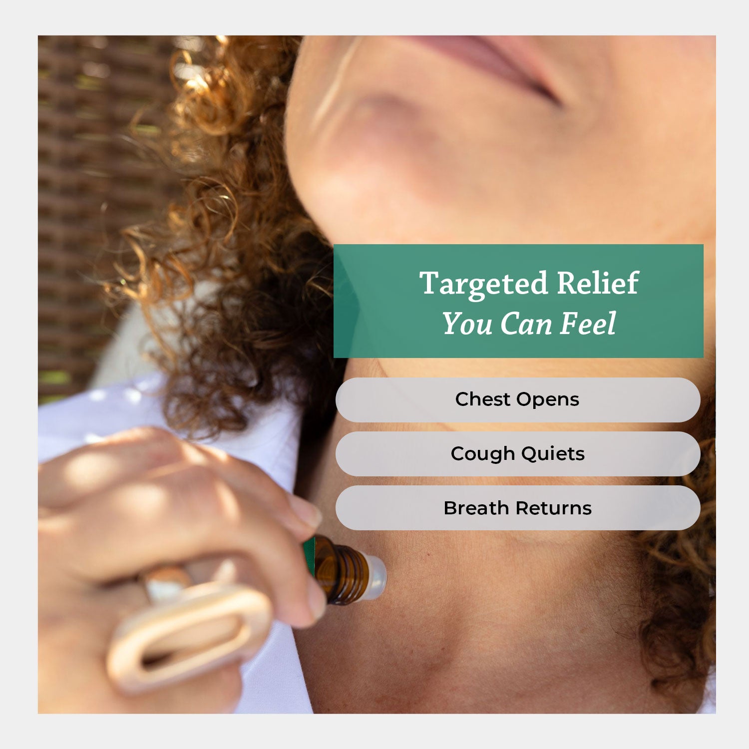 A cooling, refreshing body oil used to support clear breathing Chest opens
Cough quiets Nasal swelling is reduced & Breath returns
