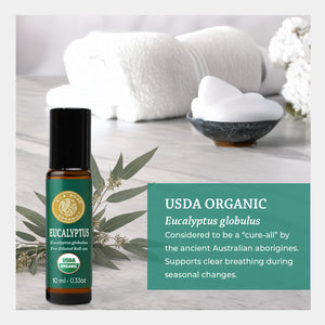 USDA organic eucalyptus globulus considered to be a cure all by the ancient Australian aborigines supports clear breathing during season changes