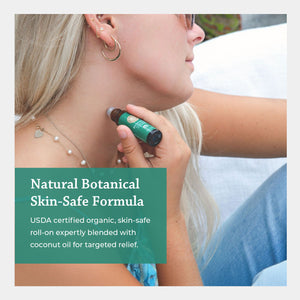 natural botanical skin safe formula USDA certified organic skin safe roll on expertly blended with coconut oil for targeted relief