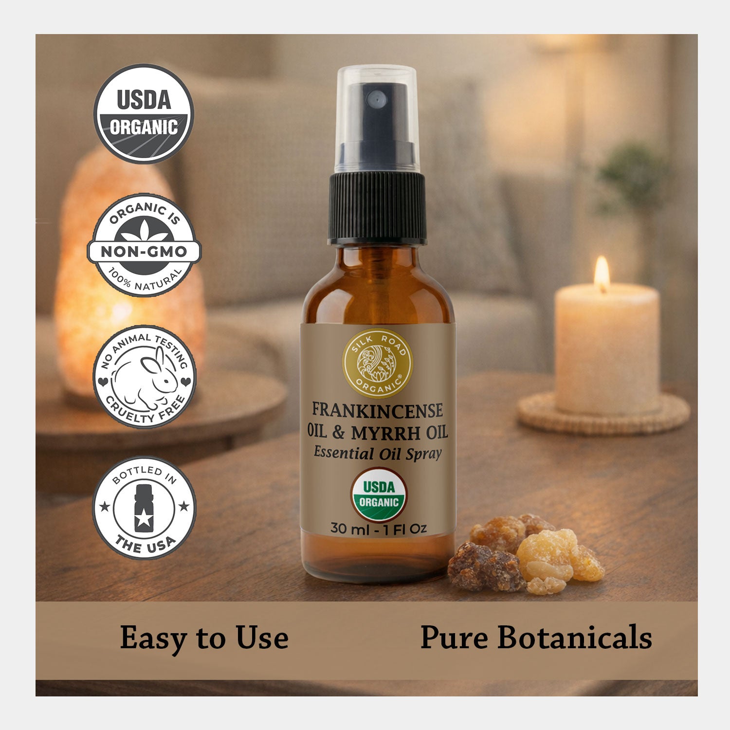 USDA Organic FRANKINCENSE OIL & MYRRH OIL Essential Oil Spray