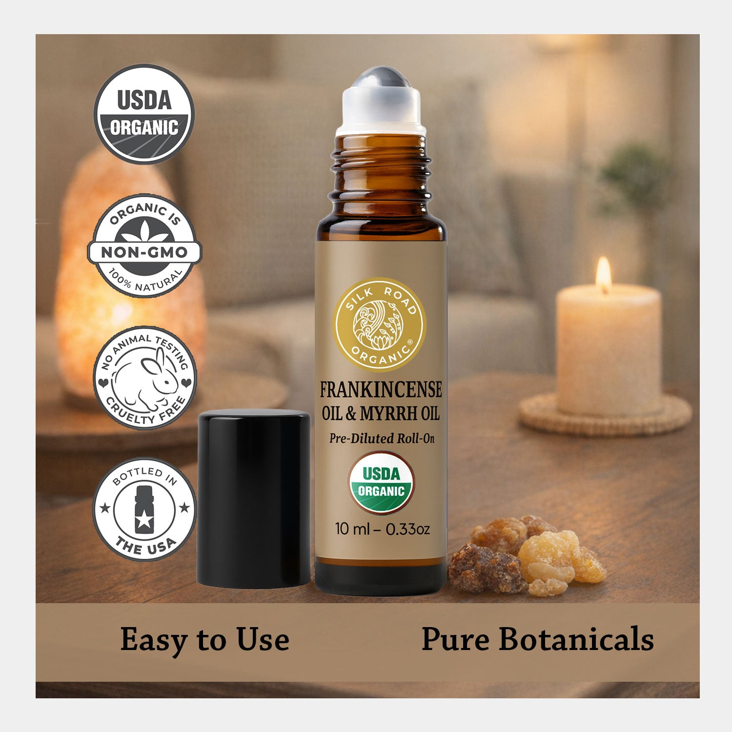 USDA Organic FRANKINCENSE OIL & MYRRH OIL Essential Oil Roll-on