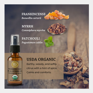 USDA Organic earthy woody and softly citrus with a hint of spice. calms and comforts