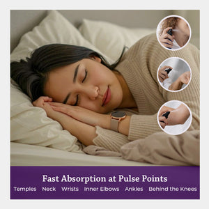 fast absorption at pulse points temples neck wrists inner elbows ankles behind the knees