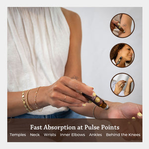 fast absorption at pulse points temples neck wrists inner elbows ankles behind the knees