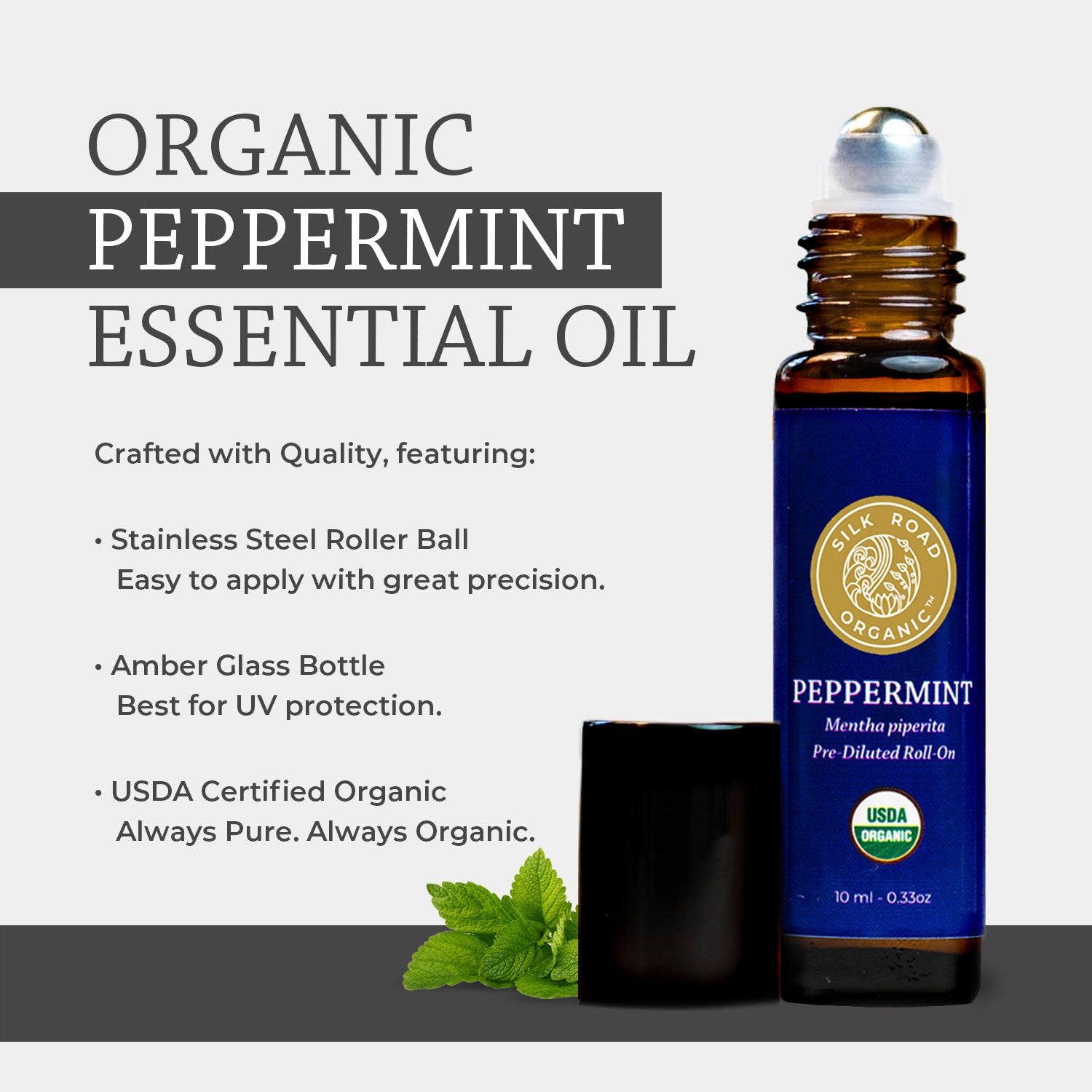 USDA Organic PEPPERMINT Essential Oil Roll-on - Silk Road Organic®
