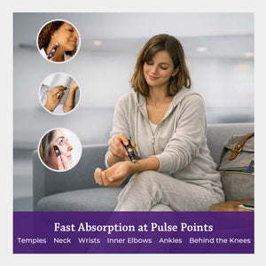 fast absorption at pulse points temples neck wrists inner elbows ankles behind the knees