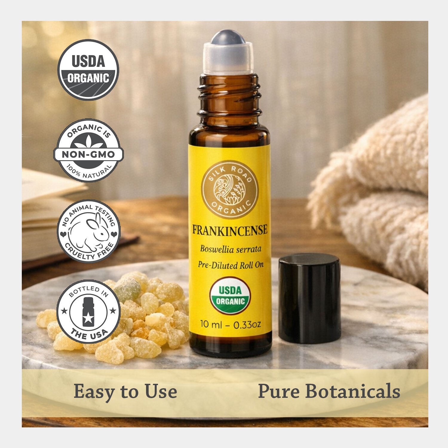 USDA Organic FRANKINCENSE Boswellia serrata Essential Oil Roll-on