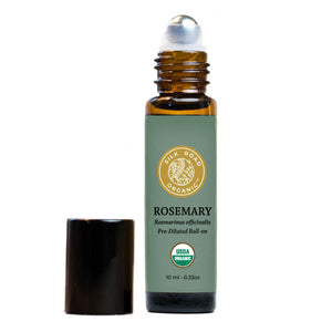 rosemary rosmarinus officinalis topical essential oil diluted jojoba roller bottle silk road organic