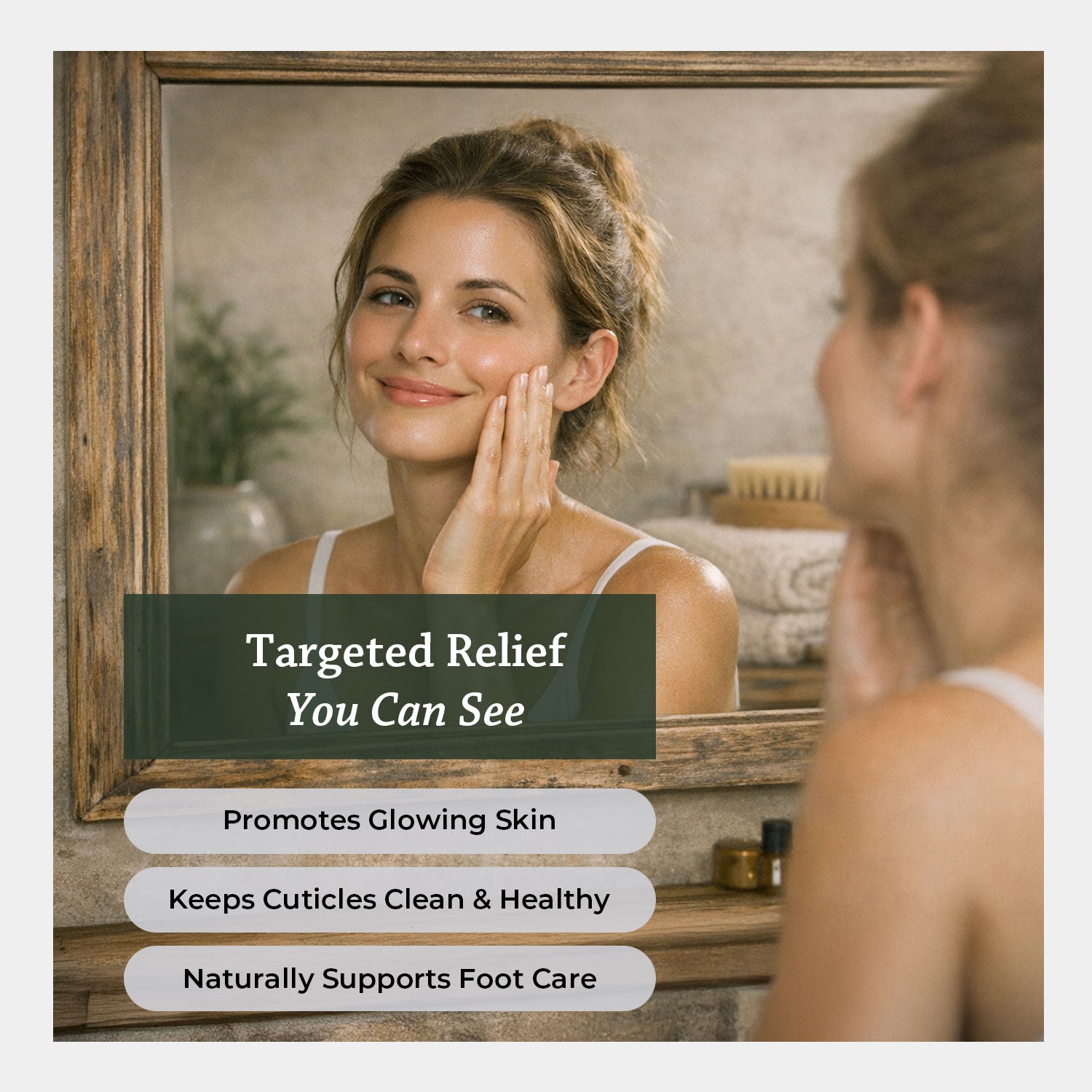 Anti-Acne Cleanse & purify for a clear complexion Keeps cuticles clean & healthy
Naturally supports foot care
