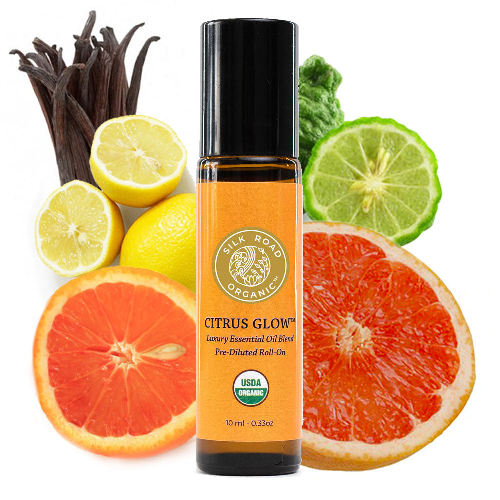 citrus glow roll on convenient diluted essential oil blend silk road organic bliss wake up conquer day